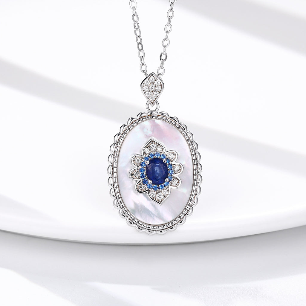 Sapphire Diamond Pendant 925 Sterling Silver Party 