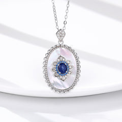 Sapphire Diamond Pendant 925 Sterling Silver Party 
